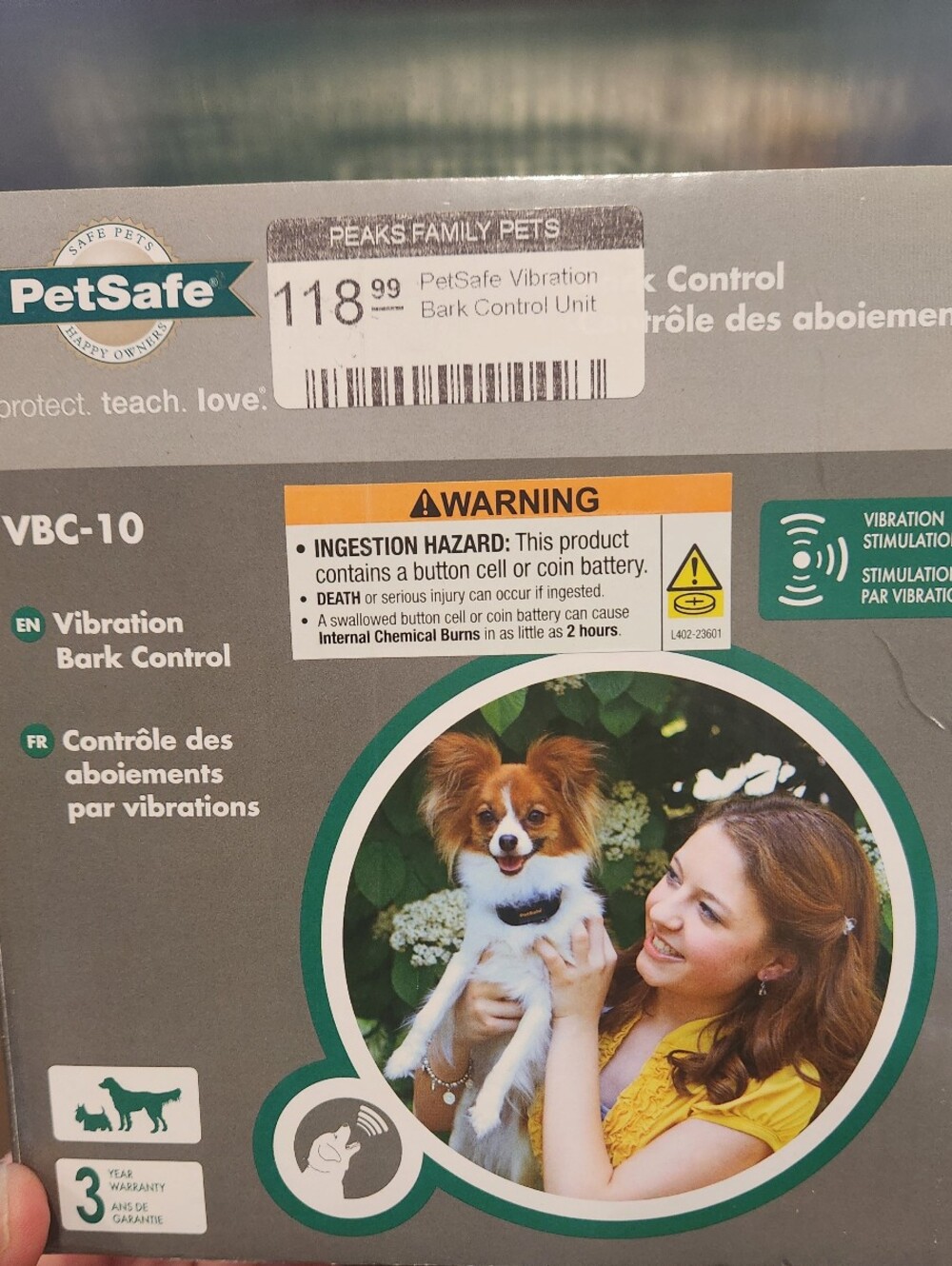 PetSafe Vibration Bark Control - Gray, Green and Orange Accents